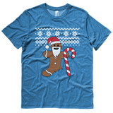 Gingerbread Man Christmas sweater t-shirt - BLUE
