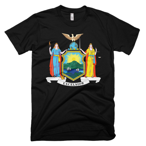 New York flag t-shirt | Coat of Arms of New York tee - BLACK
