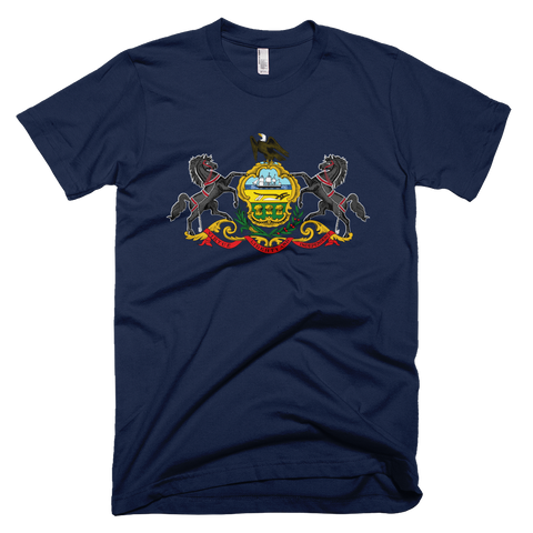 Pennsylvania flag t-shirt | Coat of Arms of Pennsylvania tee - NAVY